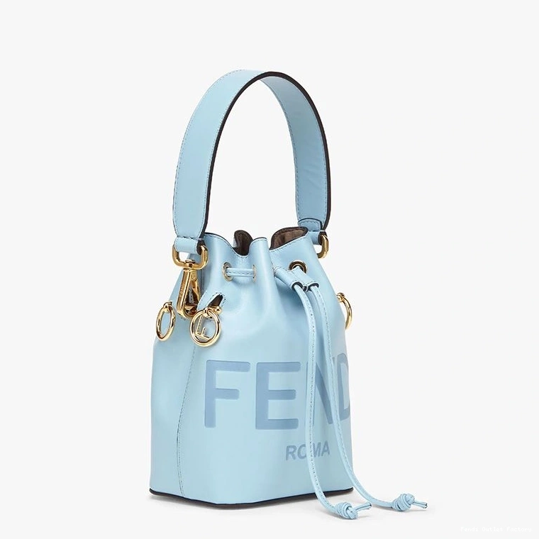 Vintage HOT Bag Mini Logo Leather Sky ROMA Calf Blue Bucket Fendi Mon In Tresor 0808